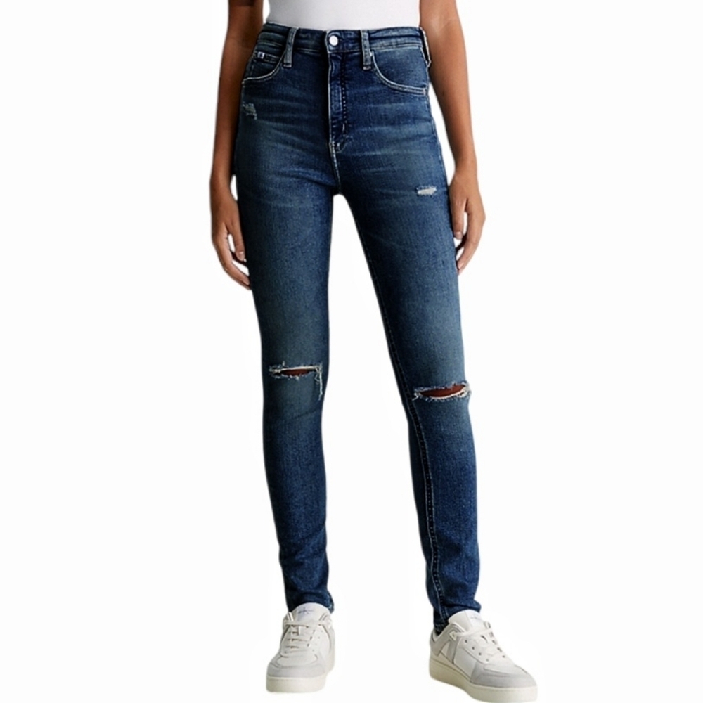Calvin Klein - Distressed Mid Rise Skinny Jeans